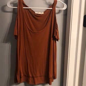 Urban Outfitters orange off the shoulder tee